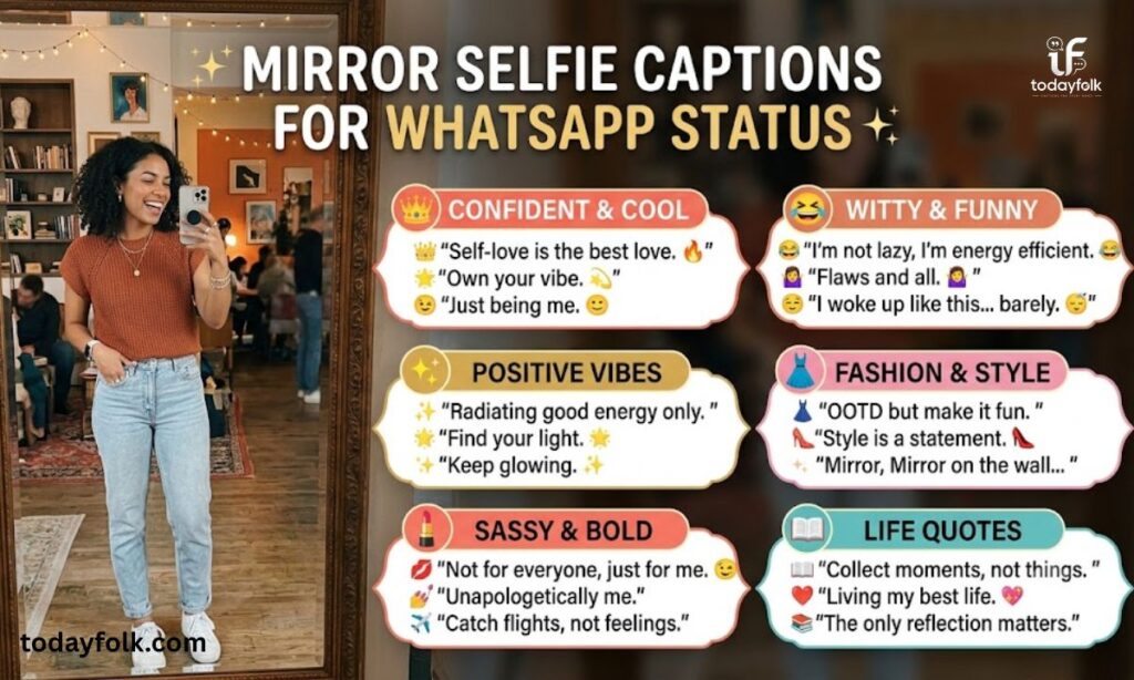 Mirror selfie captions for WhatsApp status